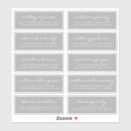Chic Script Gray Wedding Guest Address Labels