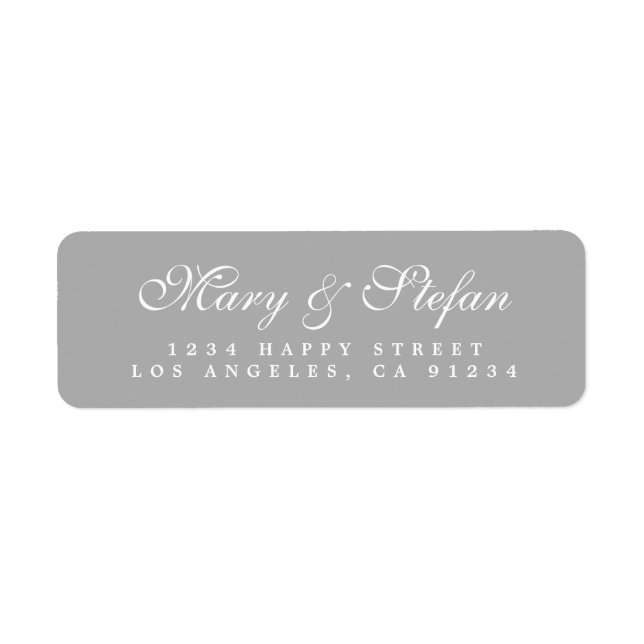 Chic Script Gray Wedding Rücksendeadresse (Vorne)