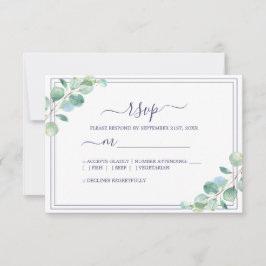 Chic Script Green Foliage Wedding RSVP Karte