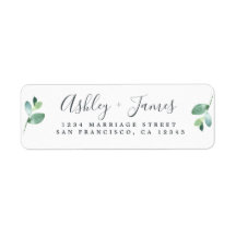 Chic Script Green Foliage Wedding Rücksendeadresse