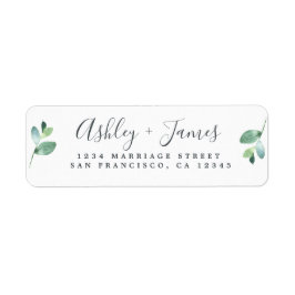 Chic Script Green Foliage Wedding Rücksendeadresse