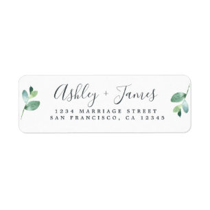 Chic Script Green Foliage Wedding Rücksendeadresse