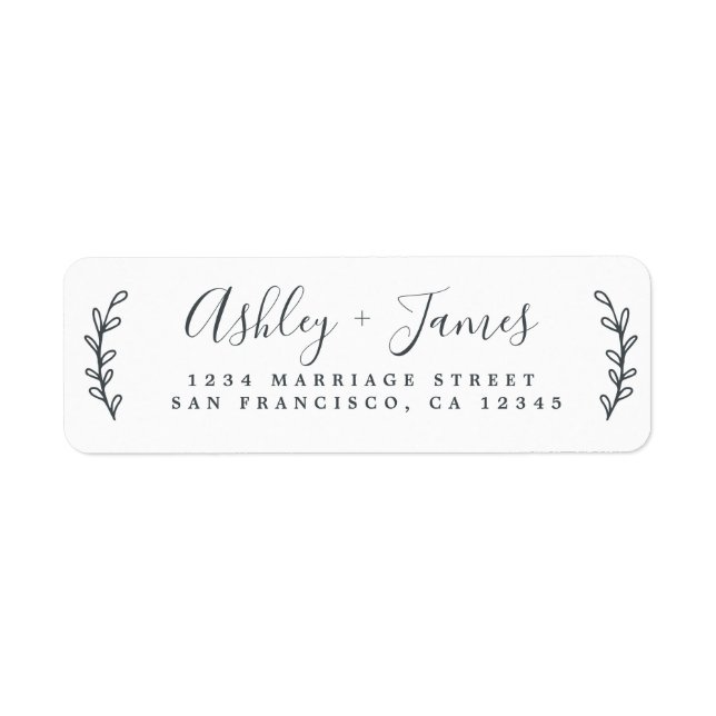 Chic Script Green Foliage Wedding Rücksendeadresse (Vorne)