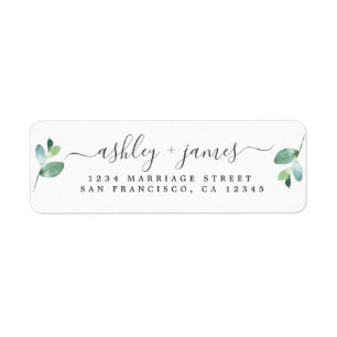 Chic Script Green Foliage Wedding Rücksendeadresse