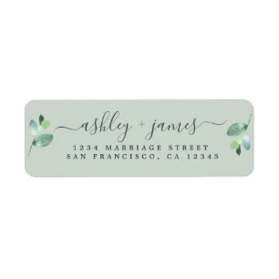 Chic Script Green Foliage Wedding Rücksendeadresse