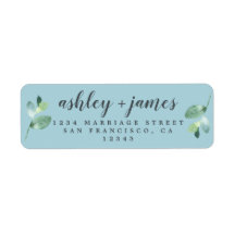 Chic Script Green Foliage Wedding Rücksendeadresse