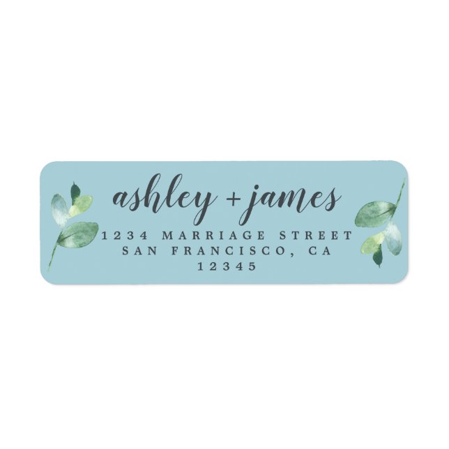 Chic Script Green Foliage Wedding Rücksendeadresse (Vorne)
