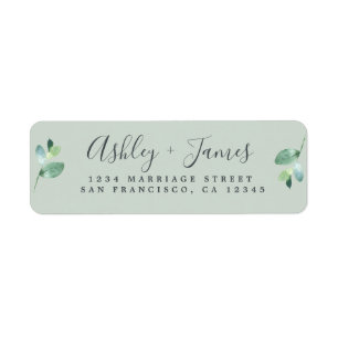 Chic Script Green Foliage Wedding Rücksendeadresse