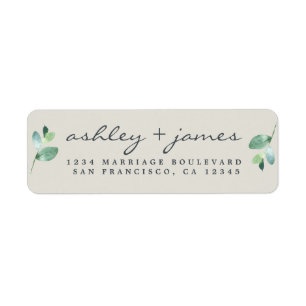 Chic Script Green Foliage Wedding Rücksendeadresse