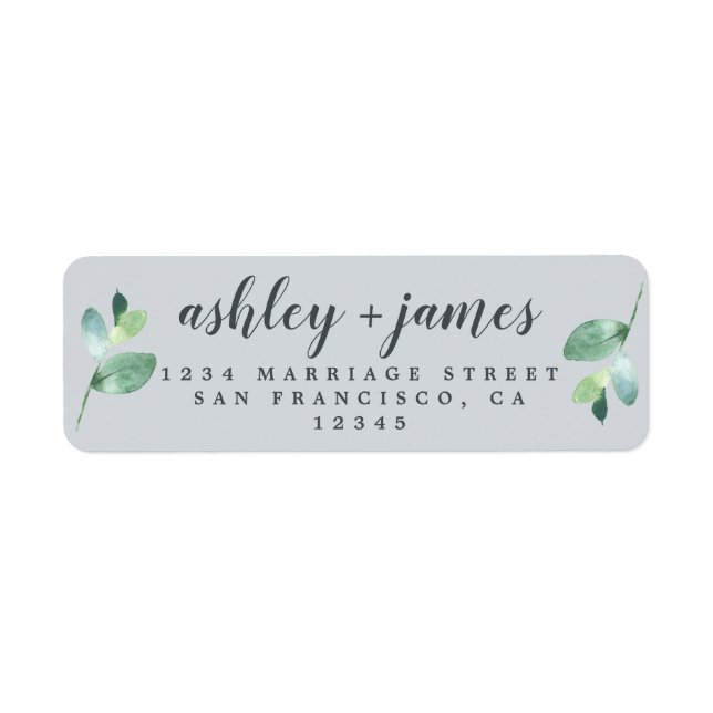 Chic Script Green Foliage Wedding Rücksendeadresse (Vorne)