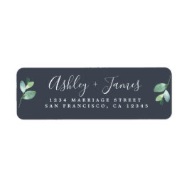 Chic Script Green Foliage Wedding Rücksendeadresse