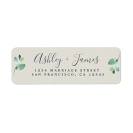 Chic Script Green Foliage Wedding Rücksendeadresse
