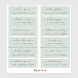 Chic Script Green Wedding Guest Address Labels