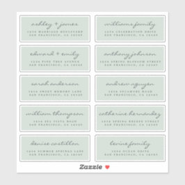Chic Script Green Wedding Guest Address Labels