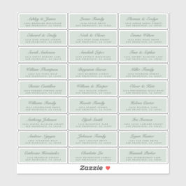 Chic Script Green Wedding Guest Address Labels