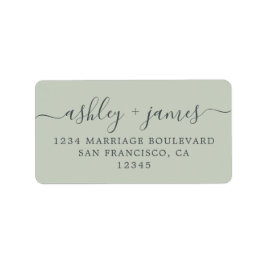 Chic Script Green Wedding Return Address Label Adressaufkleber