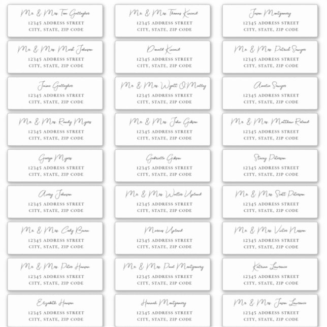 Chic Script Guest Address Labels (Vorderseite)