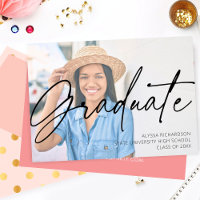 Chic Script H Foto Graduation Party Pink