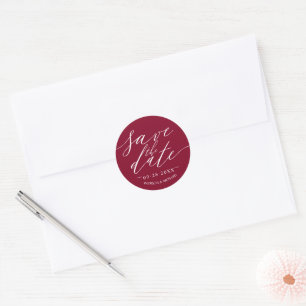 Chic Script Hochzeit Termin Karte Runder Aufkleber