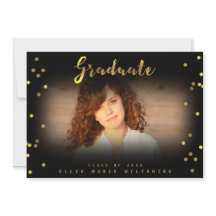 Chic Script Imitate Gold Foil Confetti Graduate Fo