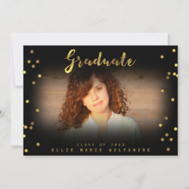Chic Script Imitate Gold Foil Confetti Graduate Fo Einladung