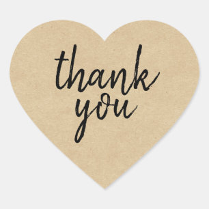 Chic Script Kraft Paper Danke Geschenk Herz-Label Herz-Aufkleber