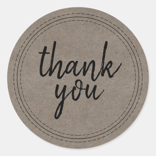 Chic Script Kraft Paper Danke Geschenketikett Runder Aufkleber (Vorderseite)