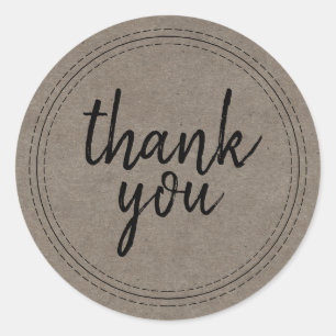 Chic Script Kraft Paper Danke Geschenketikett Runder Aufkleber