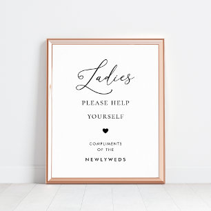 Chic Script Ladys Badezimmer Basket Hochzeitszeich Poster