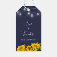 Chic Script Liebe & Danke Sunflower Rustic Wedding