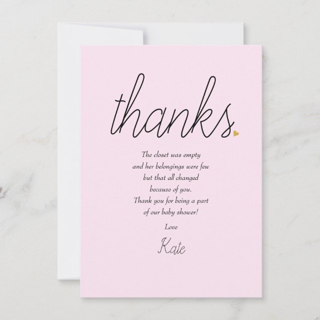 Chic Script Liebe Heart Baby Girl Danke Gedicht (Vorderseite)