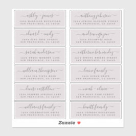Chic Script Lila Wedding Guest Address Labels