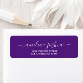 Chic Script Lila White Wedding Rücksendeadresse
