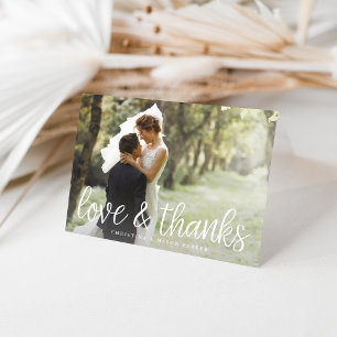 Chic Script   Love & Thanks Hochzeitsfoto Dankeskarte