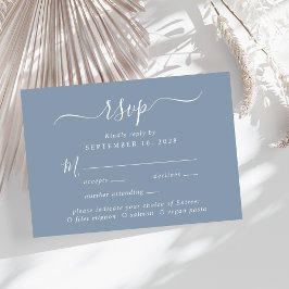 Chic Script Menu Choice Dusty Blue Wedding RSVP Karte