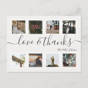 Chic Script Modern Foto Collage Wedding Vielen Dan Postkarte