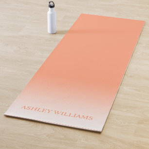 Chic Script Monogram Cantaloupe Orange Ombre Yoga Yogamatte