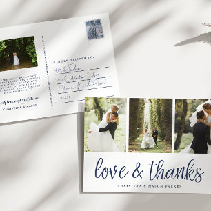 Chic Script Multi Wedding Foto Vielen Dank Postkarte