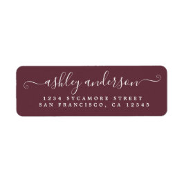 Chic Script Name Burgundy Rücksendeadresse