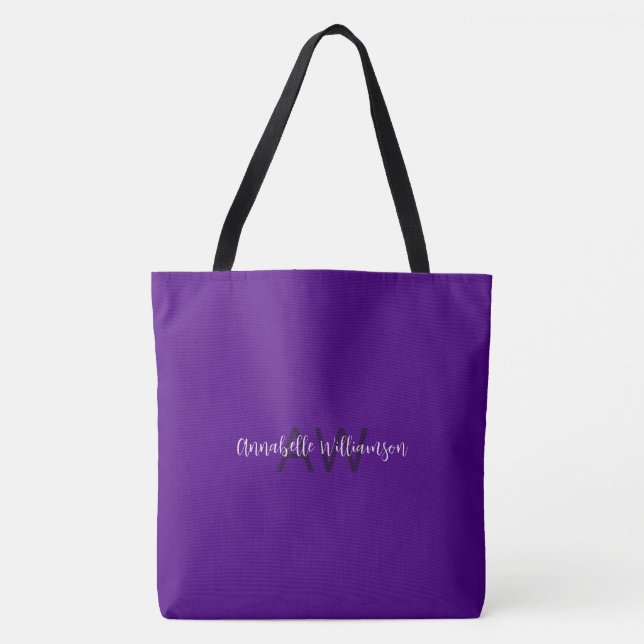 Chic Script Name & Monogram Solid Indigo Lila (Vorderseite)