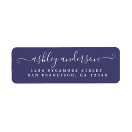 Chic Script Name Navy Blue Return Address Label