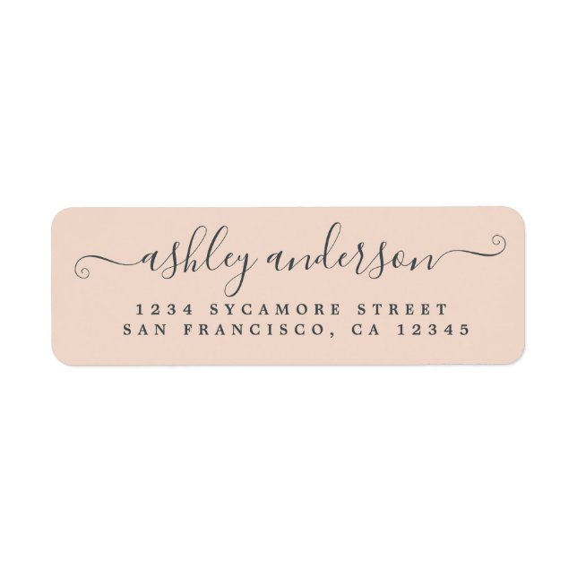 Chic Script Name Pastel Pink Rücksendeadresse (Vorne)