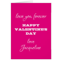 Chic Script Names Hot Pink Valentinstag Card