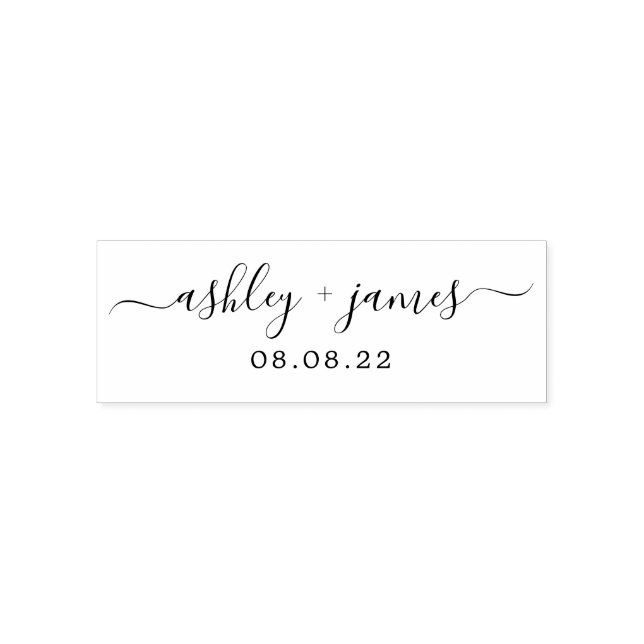 chic Script Names Wedding Date Permastempel (Design)