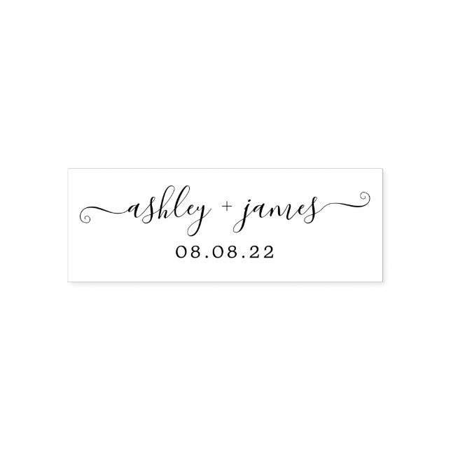chic Script Names Wedding Date Permastempel (Design)