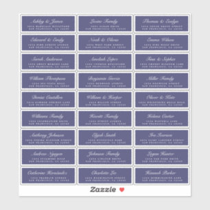 Chic Script Navy Blue Wedding Guest Address Labels