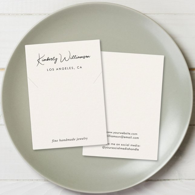 Chic Script Necklace Cream Juwelier Display Card Visitenkarte (Empower your name in our signature script as your logo and brand identity)