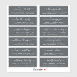 Chic Script Off-Black Wedding Guest Address Labels