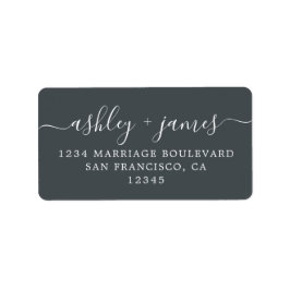 Chic Script Off-Black Wedding Return Address Label Adressaufkleber