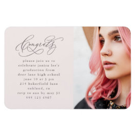 Chic Script One Foto Pink Graduation Party Magnet